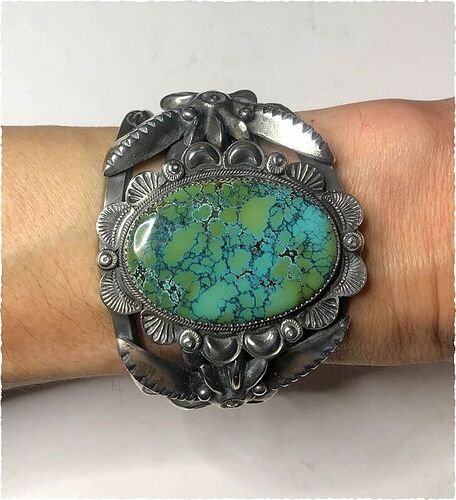 Navajo 925 silver & turquoise bracelet (Carico Lake) 6