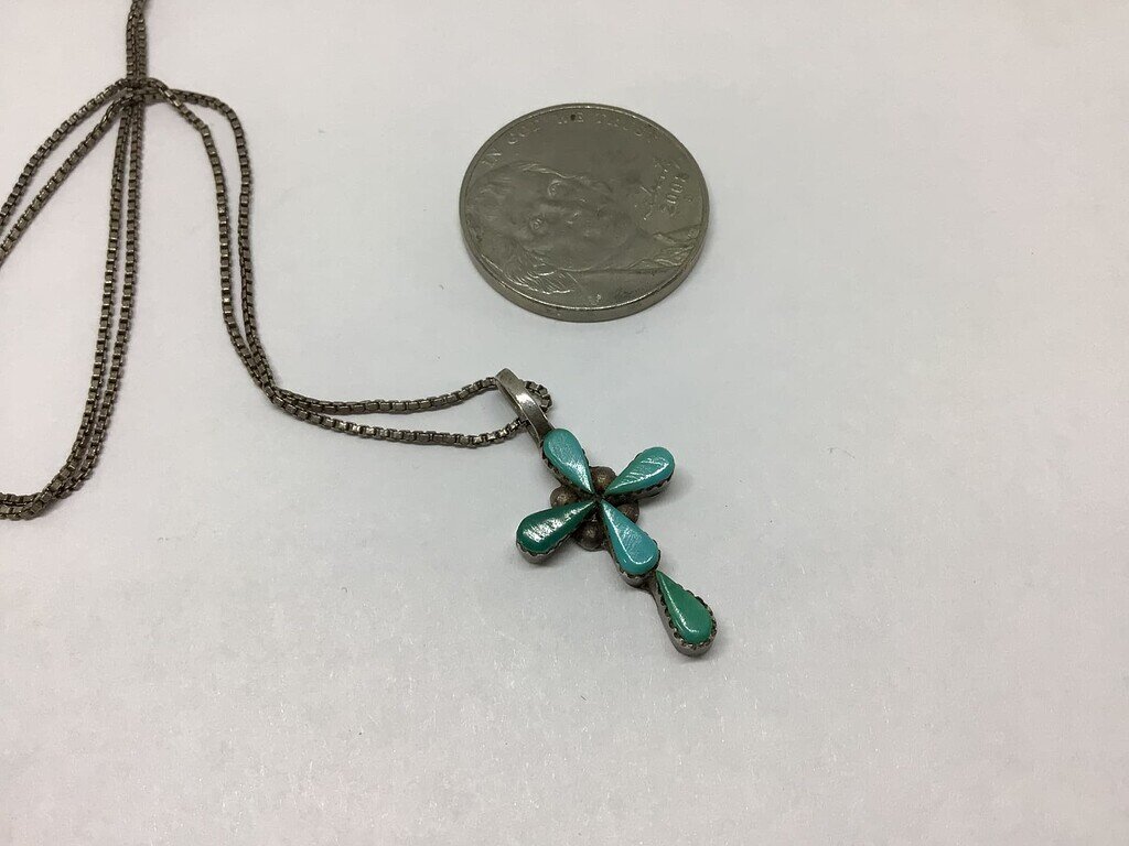 Zuni cross with mystery mark and hallmark Identifying & Discovering Turquoise People