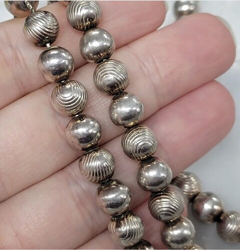 Vintage Sterling Silver Beaded Necklace  32.5 in  95g  5