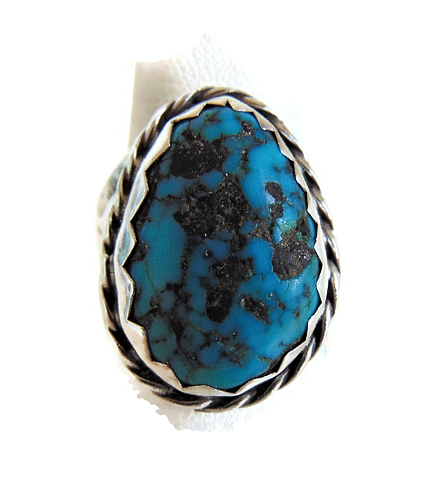 Mega grote Navajo ovale turquoise ring 5