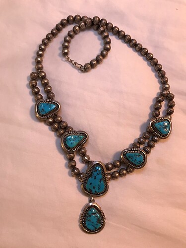 turquoise necklace ES hallmark
