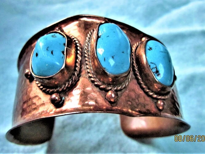 Copper cuff 3 stones