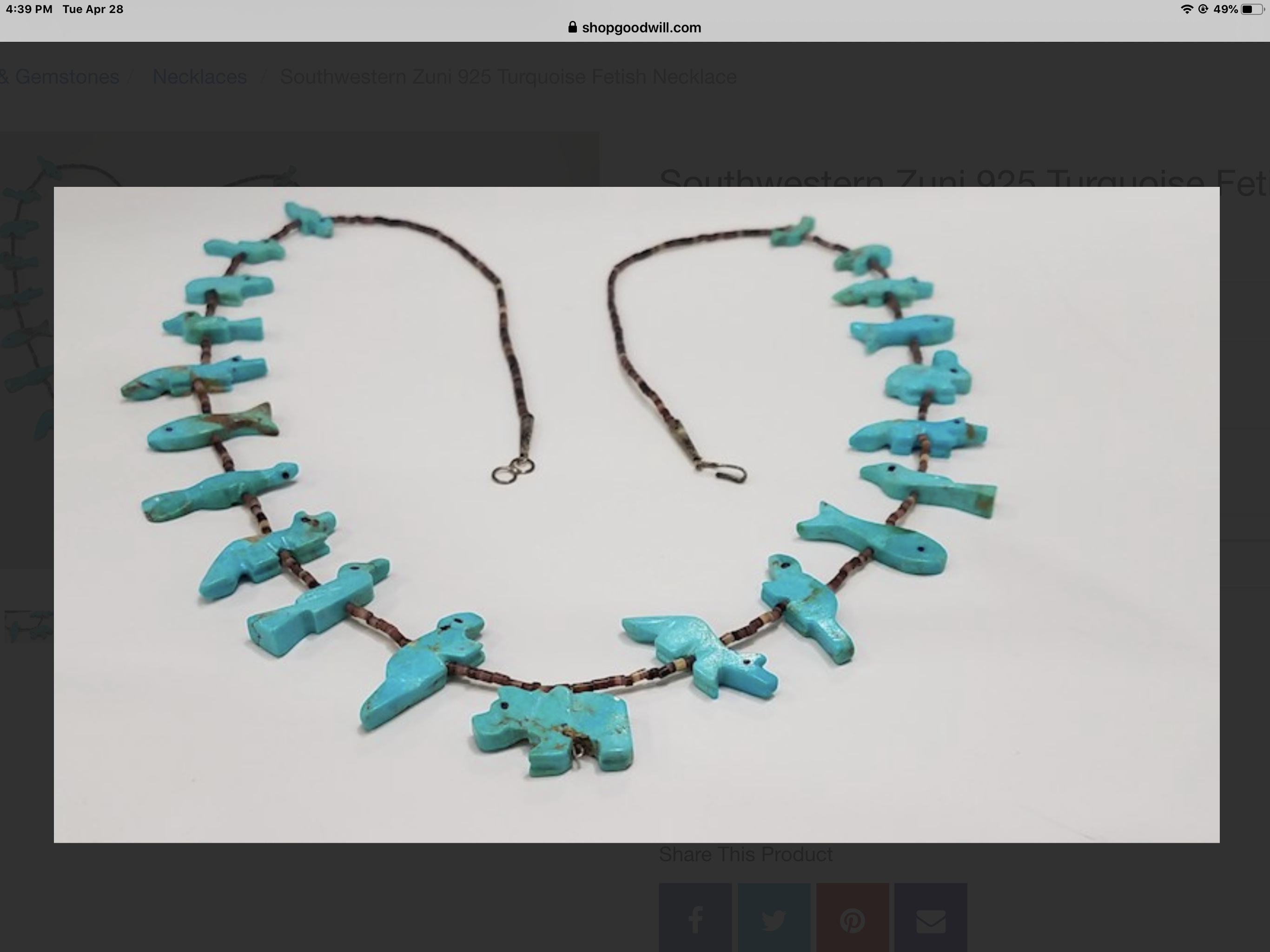 Zuni on sale turquoise necklace